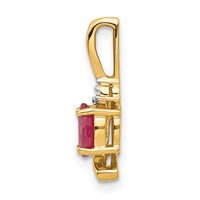 14K Yellow Gold 6x4 Oval July Ruby and Diamond Pendant view 2