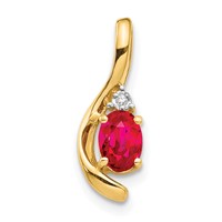 14K Yellow Gold 6x4 Oval July Ruby and Diamond Pendant view 1