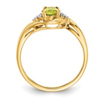 14K Yellow Gold 6x 4 Oval August Peridot and Diamond Ring view 2