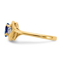 14K 6x4 Oval September Sapphire and Diamond Ring view 4
