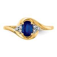 14K 6x4 Oval September Sapphire and Diamond Ring view 5
