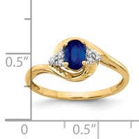 14K 6x4 Oval September Sapphire and Diamond Ring view 3