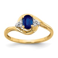 14K 6x4 Oval September Sapphire and Diamond Ring view 1