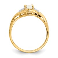 14K Yellow Gold 6x4 Oval October Opal and Diamond Ring view 2