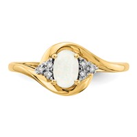 14K Yellow Gold 6x4 Oval October Opal and Diamond Ring view 5
