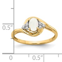 14K Yellow Gold 6x4 Oval October Opal and Diamond Ring view 3