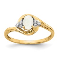 14K Yellow Gold 6x4 Oval October Opal and Diamond Ring view 1