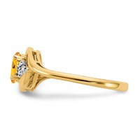 14K Yellow Gold 6x 4 Oval November Citrine and Diamond Ring view 4