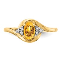 14K Yellow Gold 6x 4 Oval November Citrine and Diamond Ring view 5