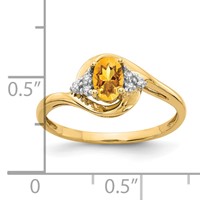 14K Yellow Gold 6x 4 Oval November Citrine and Diamond Ring view 3