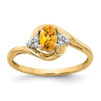 14K Yellow Gold 6x 4 Oval November Citrine and Diamond Ring view 1