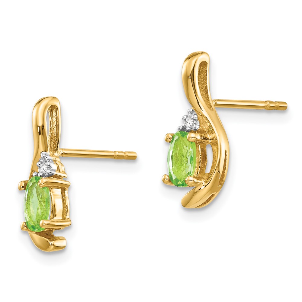 14k Peridot and Diamond Post Earrings (XBS430)