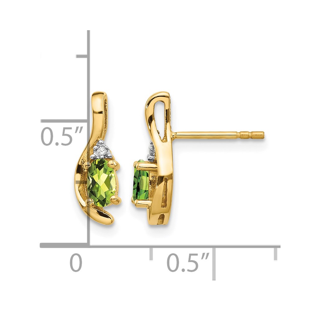 14k Peridot and Diamond Post Earrings (XBS430)