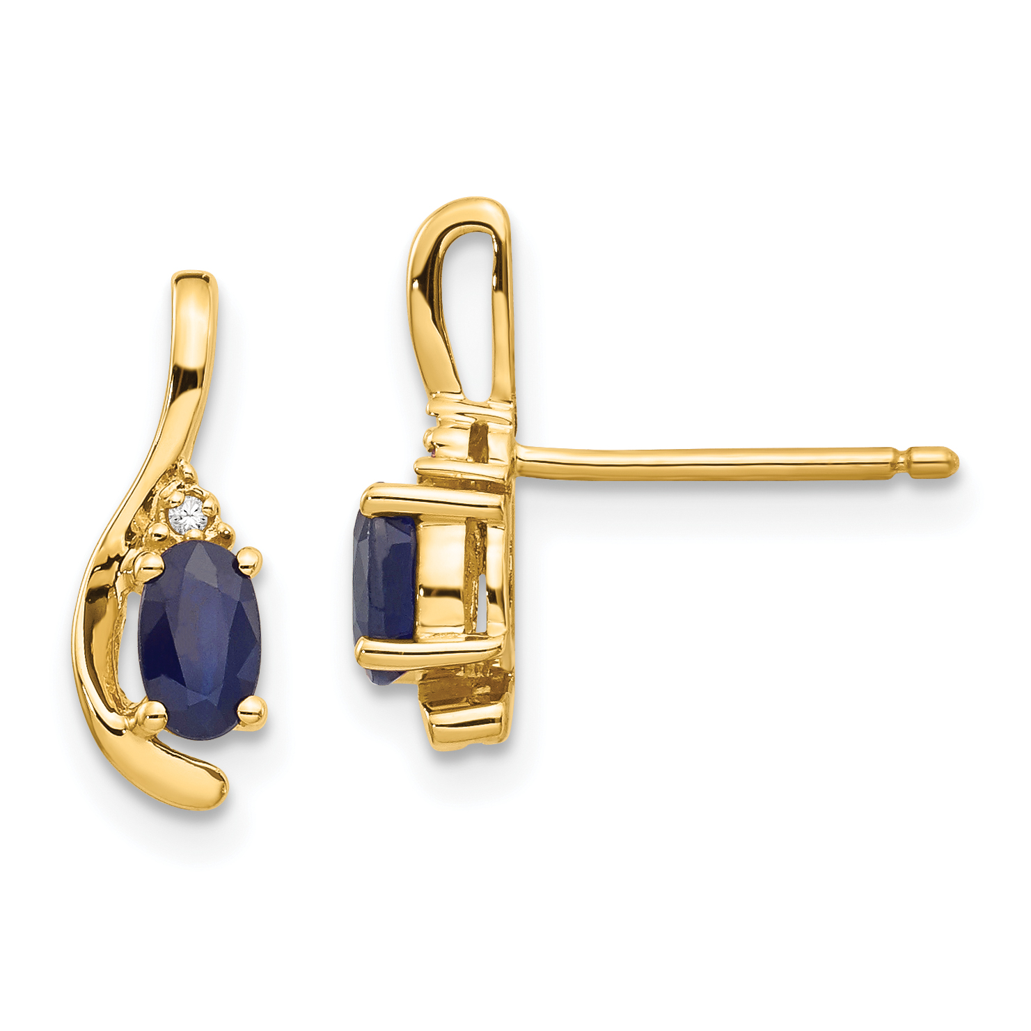 14k Sapphire and Diamond Post Earrings (XBS431)