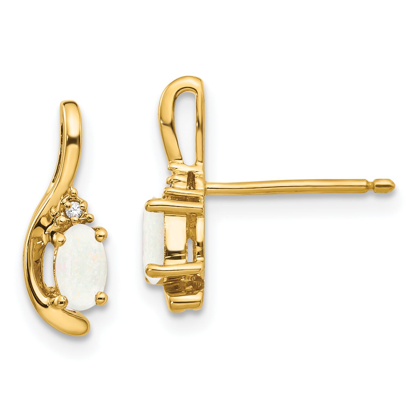 14k Opal and Diamond Post Earrings (XBS432)