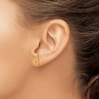 14K Yellow Gold 5x3 Oval November Citrine and Diamond Post Earrings view 3