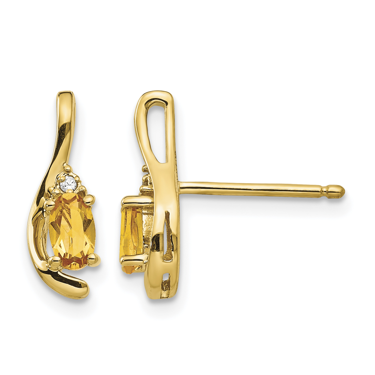 14k Citrine and Diamond Post Earrings (XBS433)