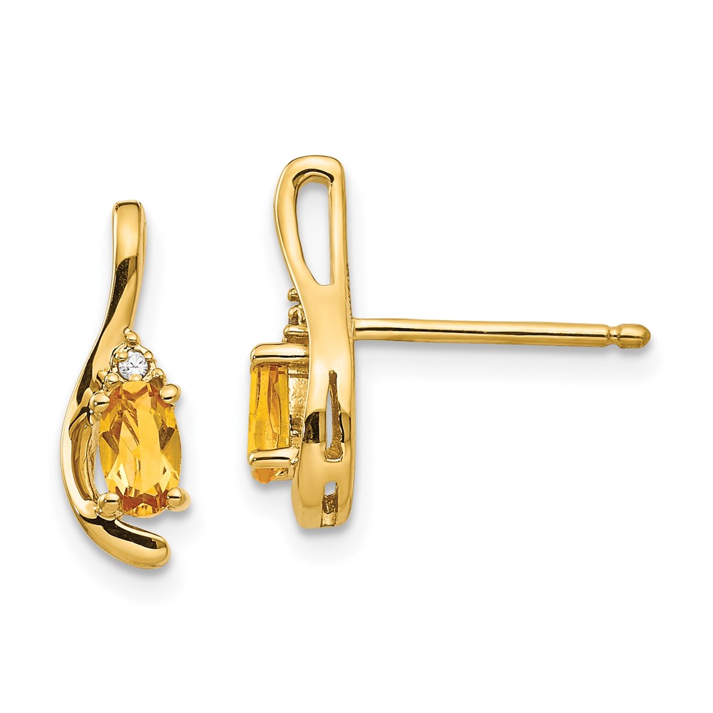 14k Citrine and Diamond Post Earrings