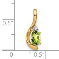 14K Yellow Gold 6x 4 Oval August Peridot and Diamond Pendant view 3