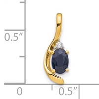 14K Yellow Gold 6x 4 Oval September Sapphire and Diamond Pendant view 3