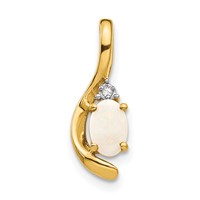 14K Yellow Gold 6x4 Oval October Opal and Diamond Pendant view 1