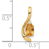 14K Yellow Gold 6x 4 Oval November Citrine and Diamond Pendant view 3