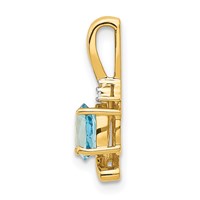 14K Yellow Gold 6x 4 Oval December Blue Topaz and Diamond Pendant view 2