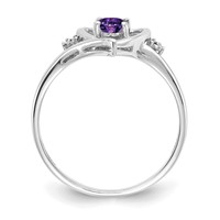 14K White Gold 6x 4 Oval February Amethyst and Diamond Heart Ring view 2