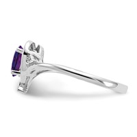 14K White Gold 6x 4 Oval February Amethyst and Diamond Heart Ring view 4