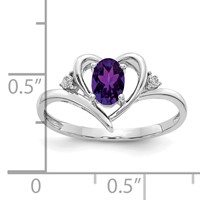 14K White Gold 6x 4 Oval February Amethyst and Diamond Heart Ring view 3