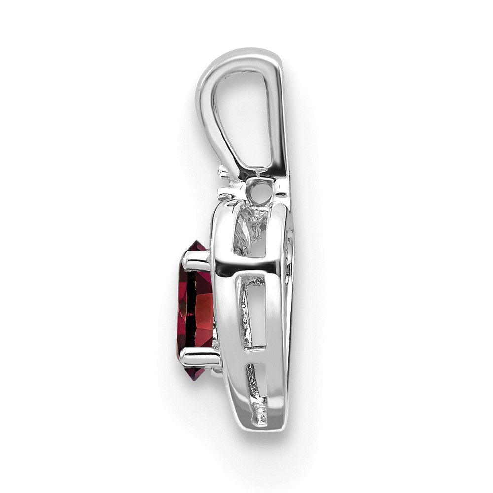 14k White Gold Garnet and Diamond Heart Pendant (XBS444)