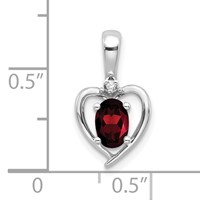 14K White Gold 6x 4 Oval January Garnet and Diamond Heart Pendant view 3