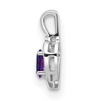 14K White Gold 6x 4 Oval February Amethyst and Diamond Heart Pendant view 2