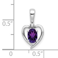 14K White Gold 6x 4 Oval February Amethyst and Diamond Heart Pendant view 3