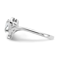 14K White Gold 6x 4 Oval April White Topaz and Diamond Heart Ring view 4