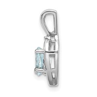 14K White Gold 6x 4 Oval March Aquamarine and Diamond Heart Pendant view 2