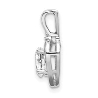 14K White Gold 6x 4 Oval April White Topaz and Diamond Heart Pendant view 2