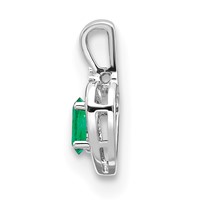 14K White Gold 6x 4 Oval May Emerald and Diamond Heart Pendant view 2