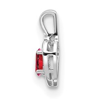 14K White Gold 6x 4 Oval July Ruby and Diamond Heart Pendant view 2