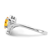 14K White Gold 6x 4 Oval November Citrine and Diamond Heart Ring view 4