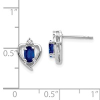 14K White Gold 5x 3 Oval September Sapphire and Diamond Heart Earrings view 4
