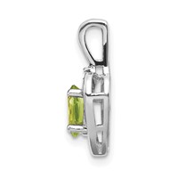 14K White Gold 6x 4 Oval August Peridot and Diamond Heart Pendant view 2