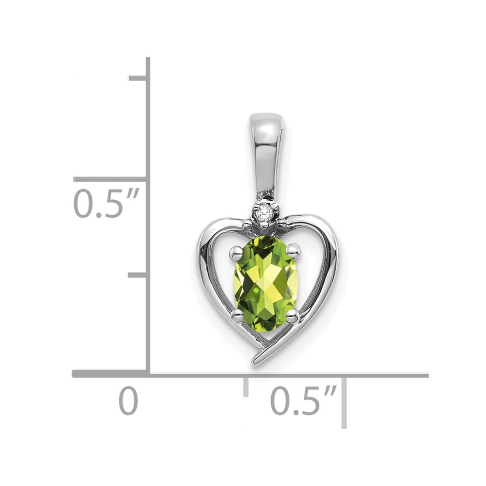 14k White Gold Peridot and Diamond Heart Pendant (XBS471)