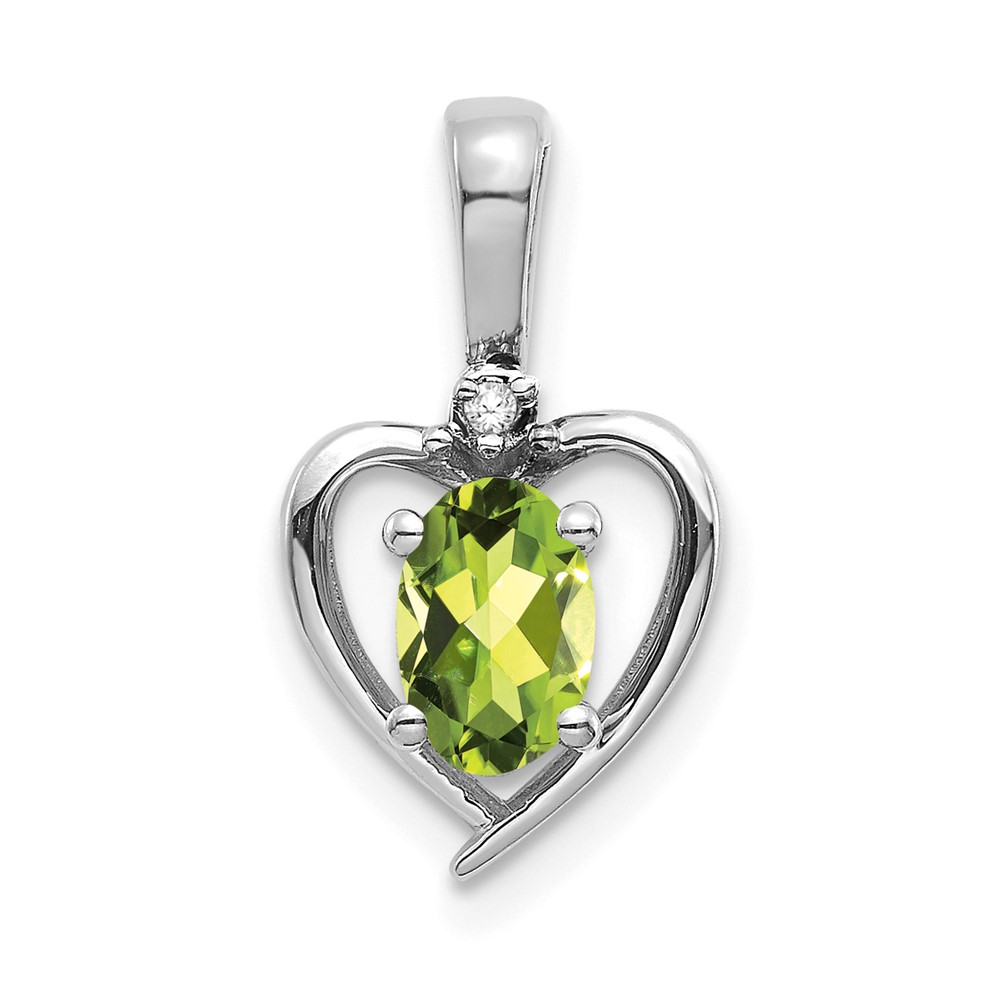 14k White Gold Peridot and Diamond Heart Pendant (XBS471)