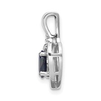 14K White Gold 6x 4 Oval September Sapphire and Diamond Heart Pendant view 2