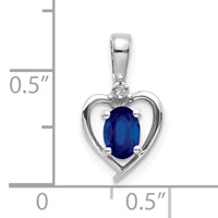 14K White Gold 6x 4 Oval September Sapphire and Diamond Heart Pendant view 3