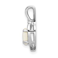 14K White Gold 6x 4 Oval October Opal and Diamond Heart Pendant view 2
