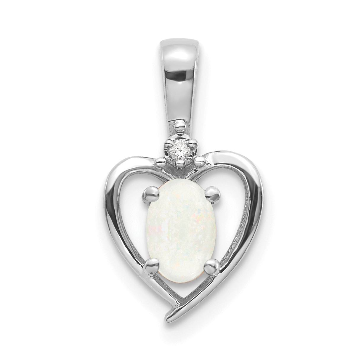 14k White Gold Opal and Diamond Heart Pendant (XBS473)