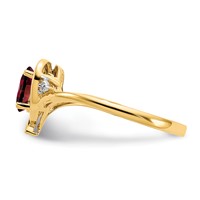 14K Yellow Gold 6x4 Oval January Garnet and Diamond Heart Ring view 4