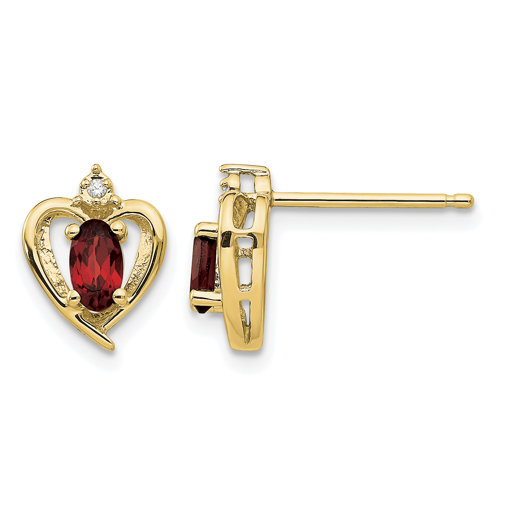 14k Garnet and Diamond Heart Earrings (XBS478)